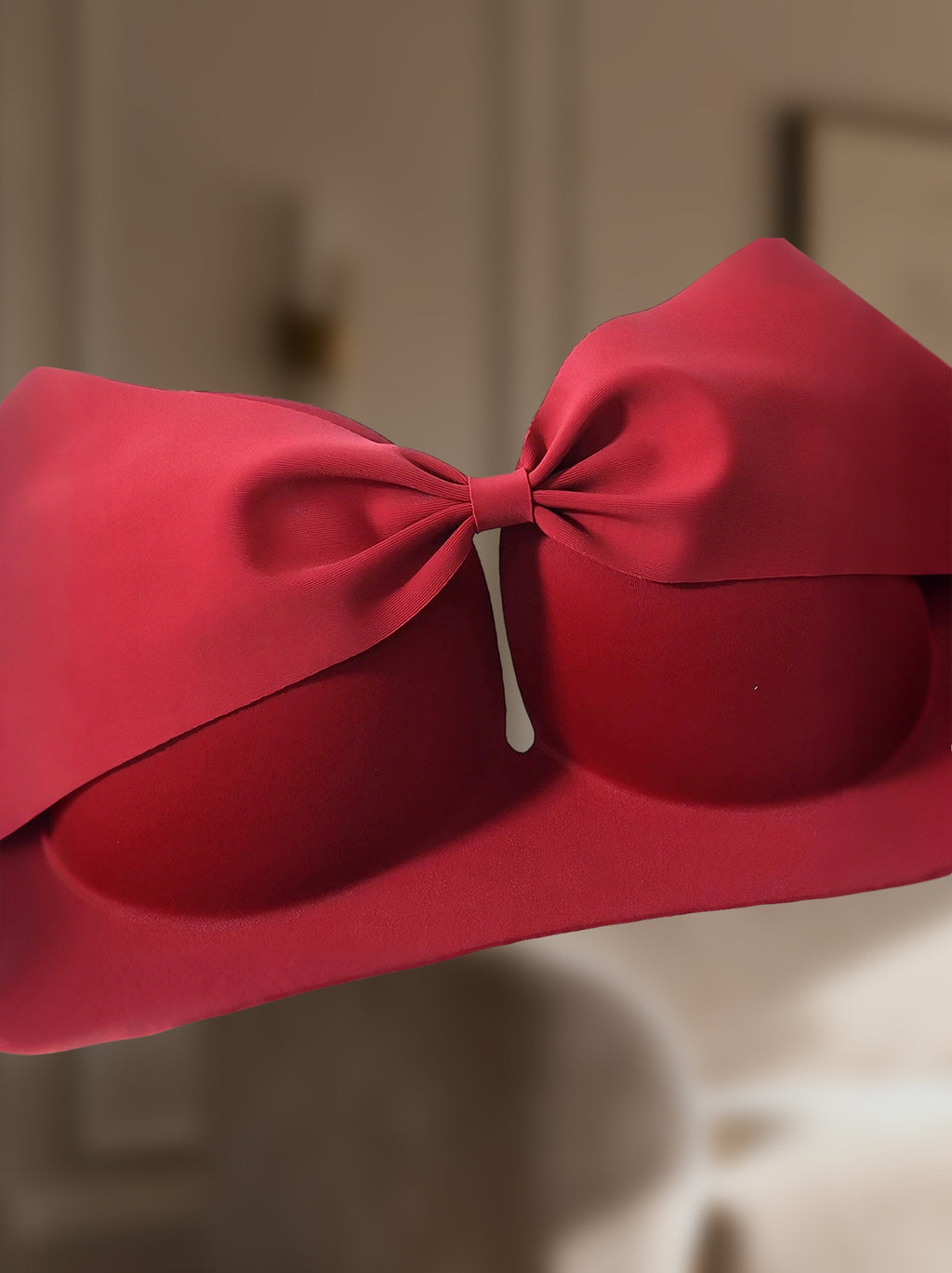 Satin Ruched Bow Bra