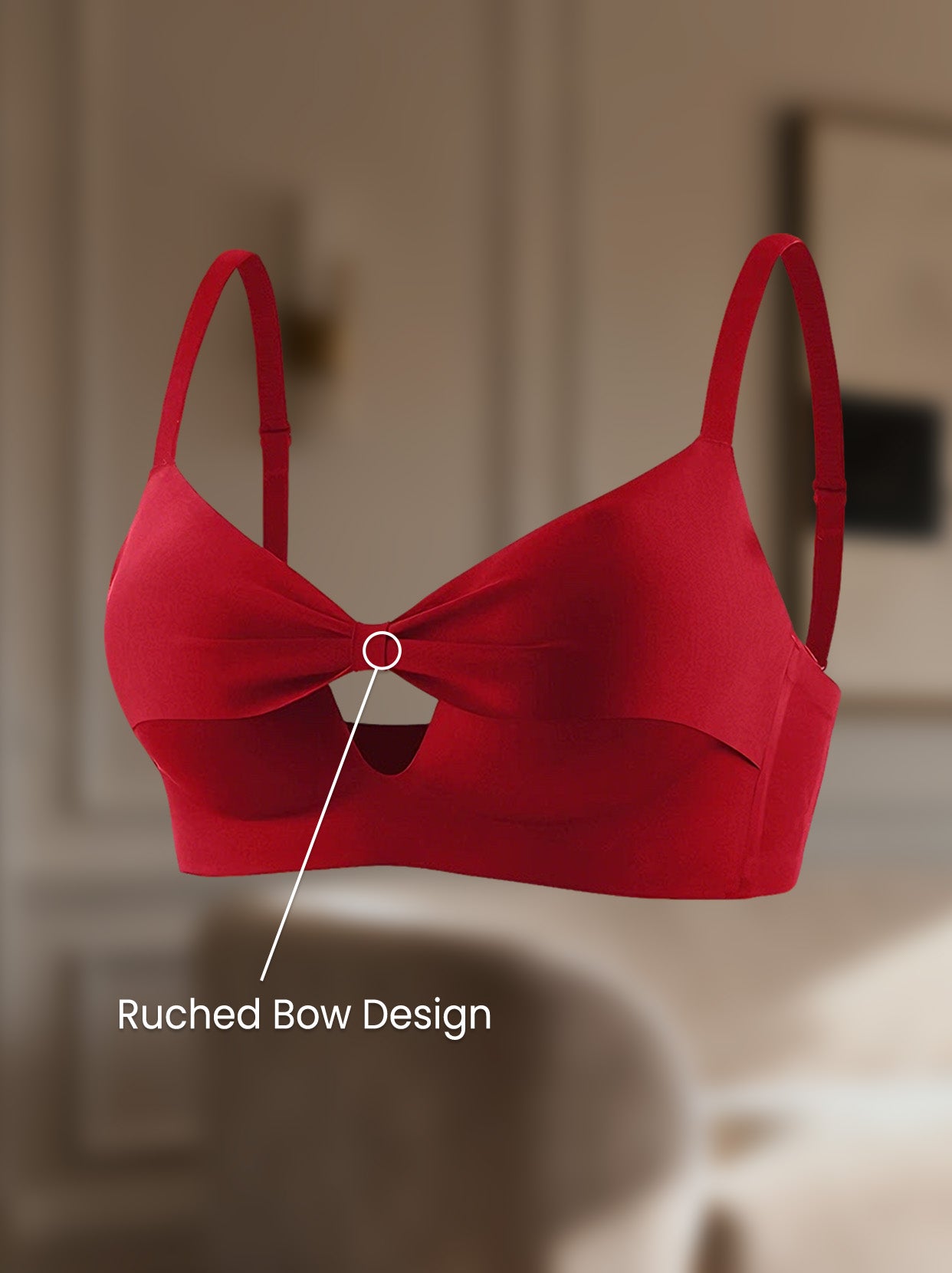 Satin Ruched Bow Bra
