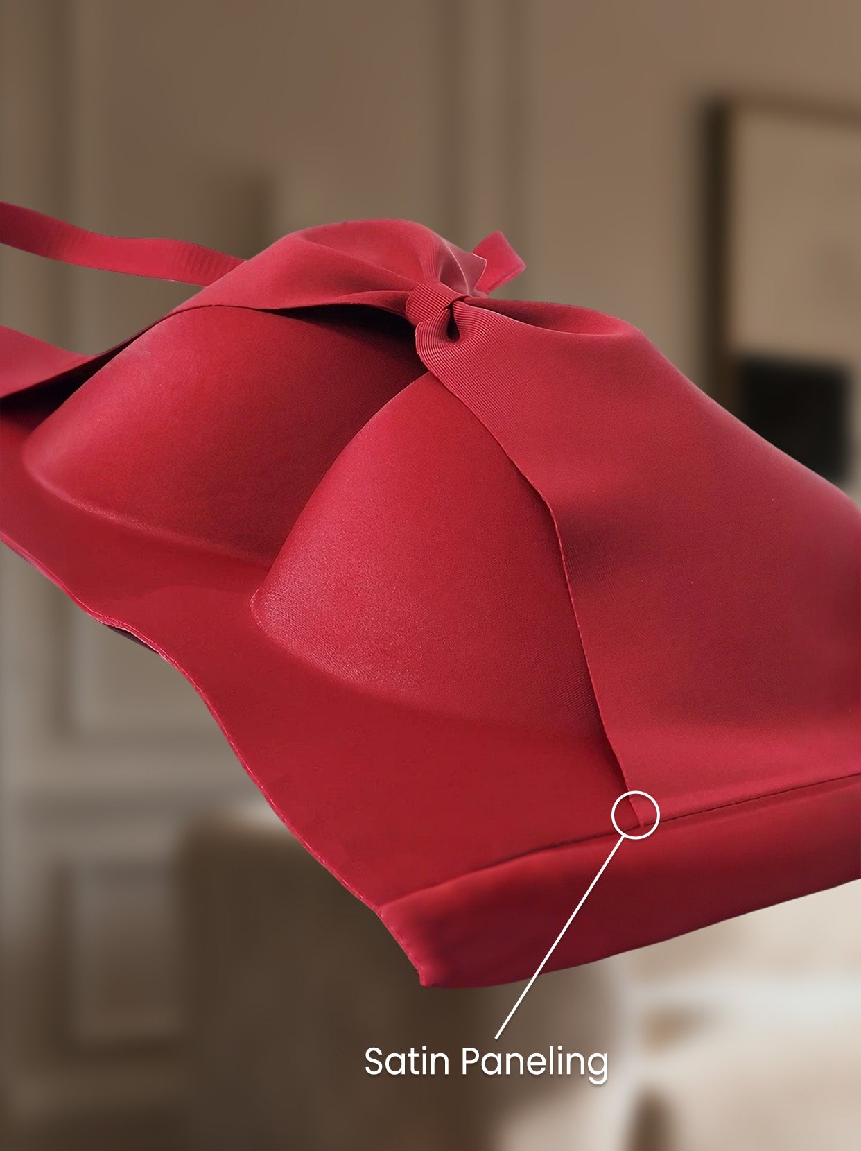 Satin Ruched Bow Bra