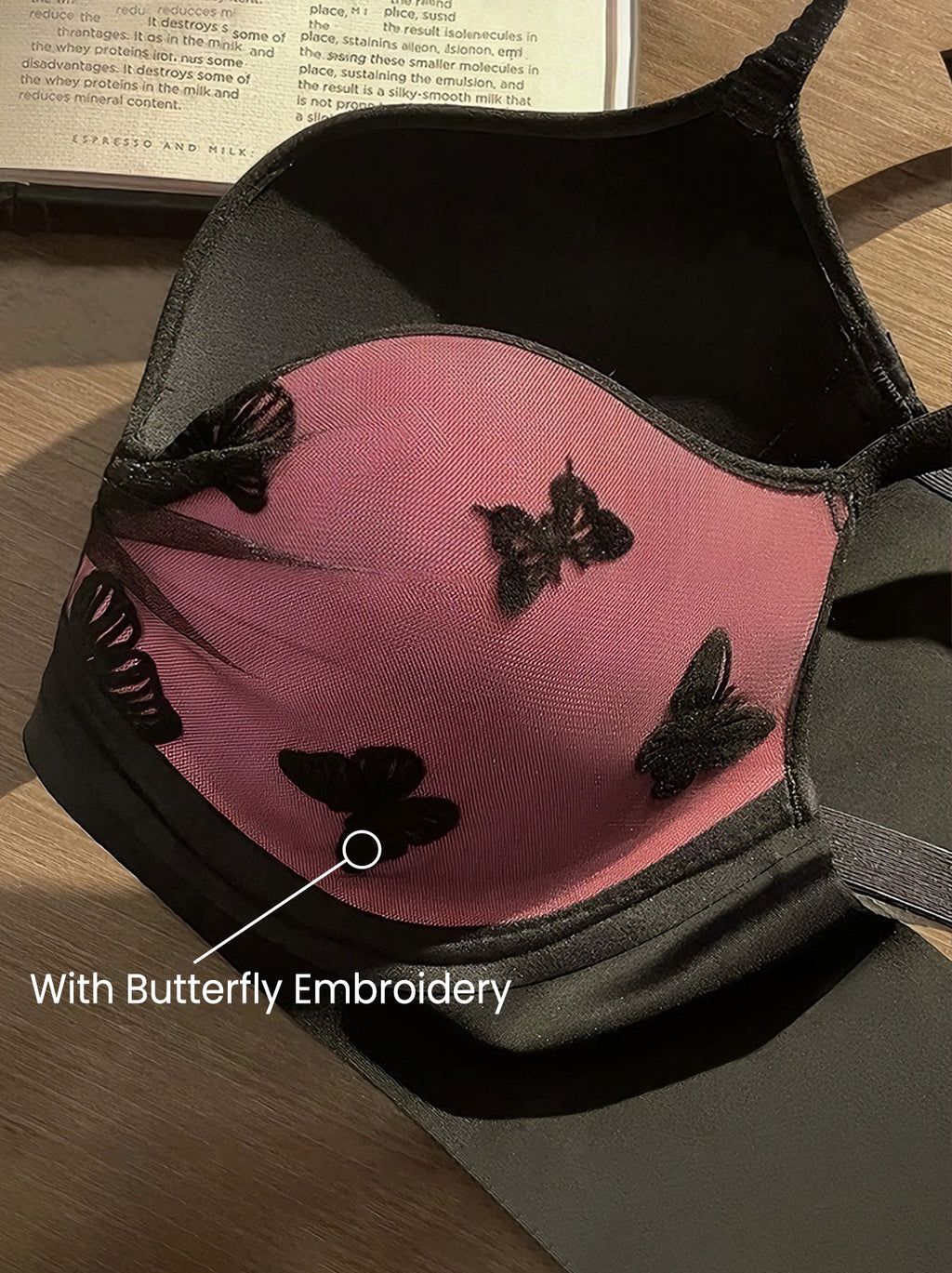 Butterfly Embroidered Lace Lift Bra