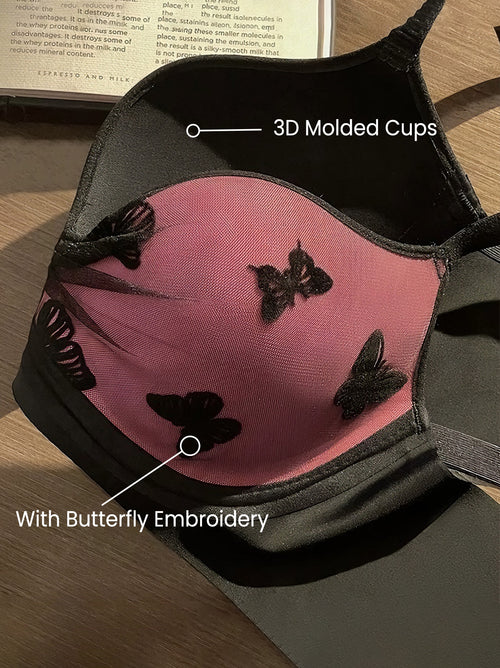Butterfly Embroidered Lace Lift Bra