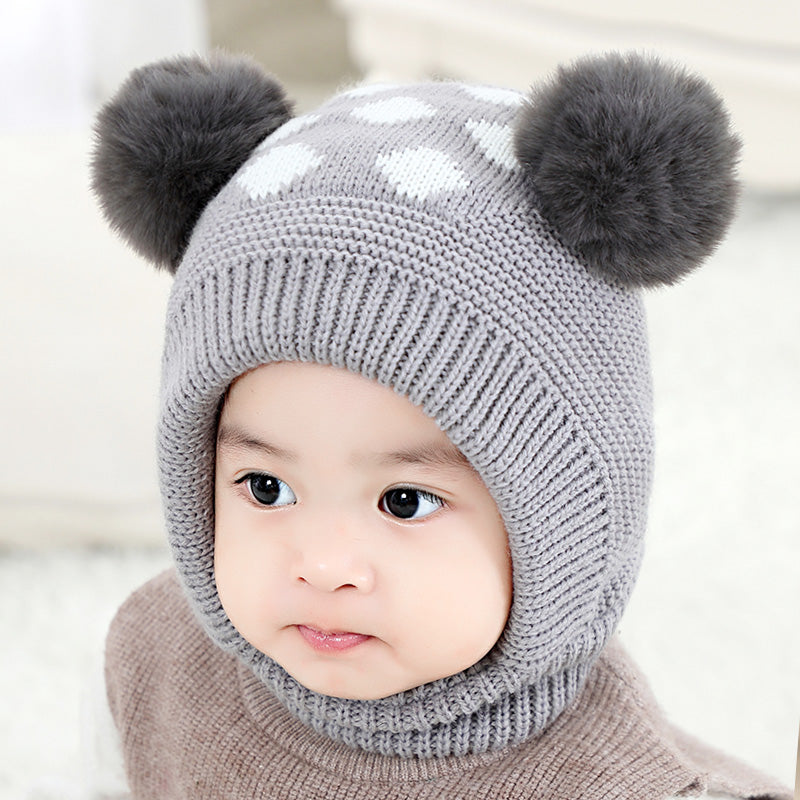 Winter Warm Ear Protection One-piece Knitted Hat For Baby