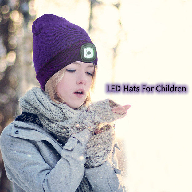 Children LED Warm Knitted Hat For Age of 4-8 Years Old