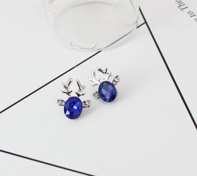 Reindeer Crystal Jewel Stud Earrings For Christmas Gift