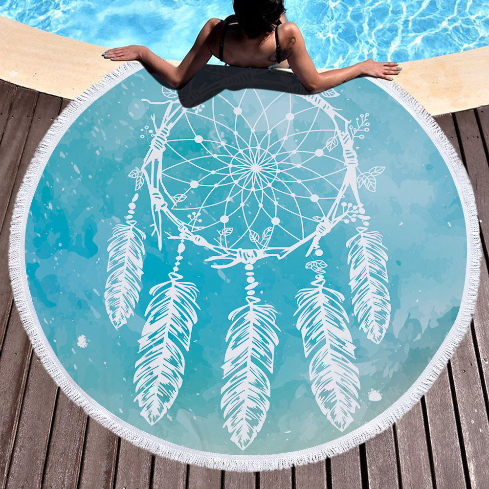 60 inch Diameter Beach Towel Yoga Mat for Home and Travel