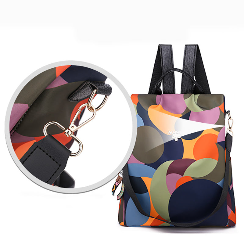 Women Waterproof Printed Nylon Anti-theft Backpack