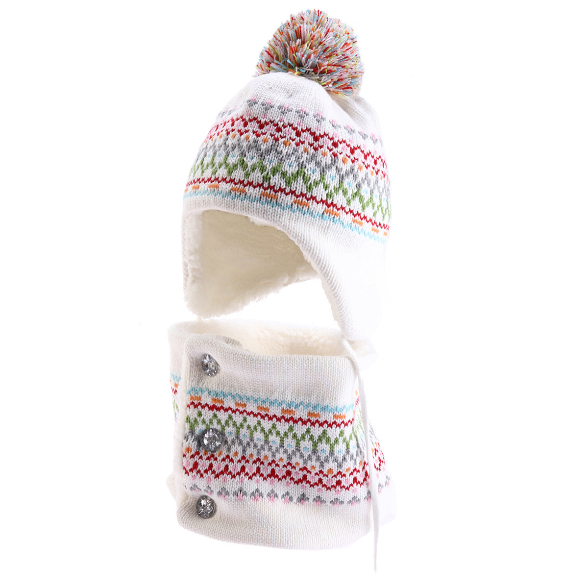 Jacquard Plus Velvet Warm Children's Hat+scarf+gloves 3PCS