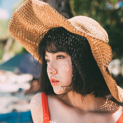 Seaside Fresh Folding Sunshade Straw Hat