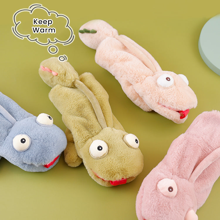 Artificial Rabbit Fur Cute Lizard Tongue Out Warm Mittens