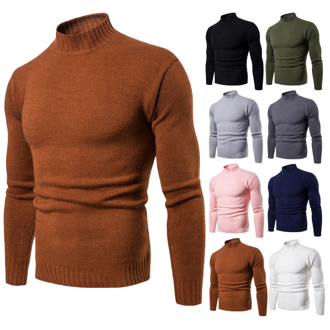 Pure Color Loose Men Pullover Sweater