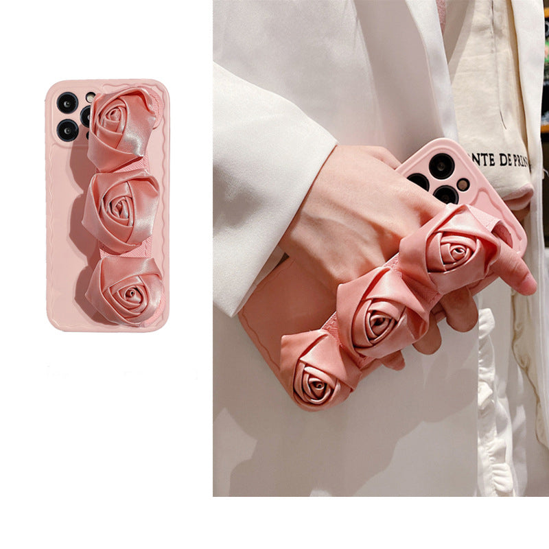 Pink Flower Wristband Phone Case For iPhone11/12/13