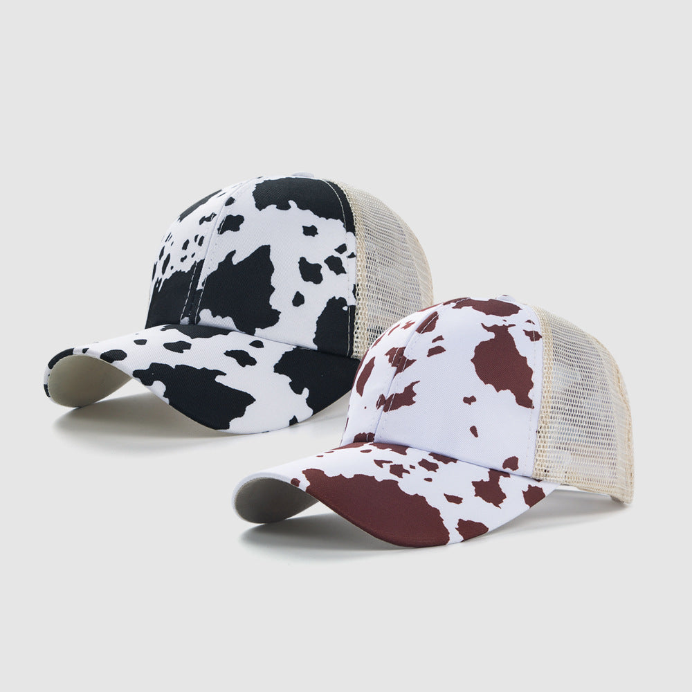 Cow Stripes Cross Ponytail Baseball Cap