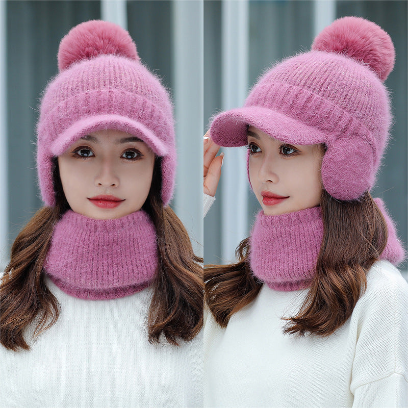 One-piece  Knitted Scarf Hat Warm Cap For Ear and Face Protection