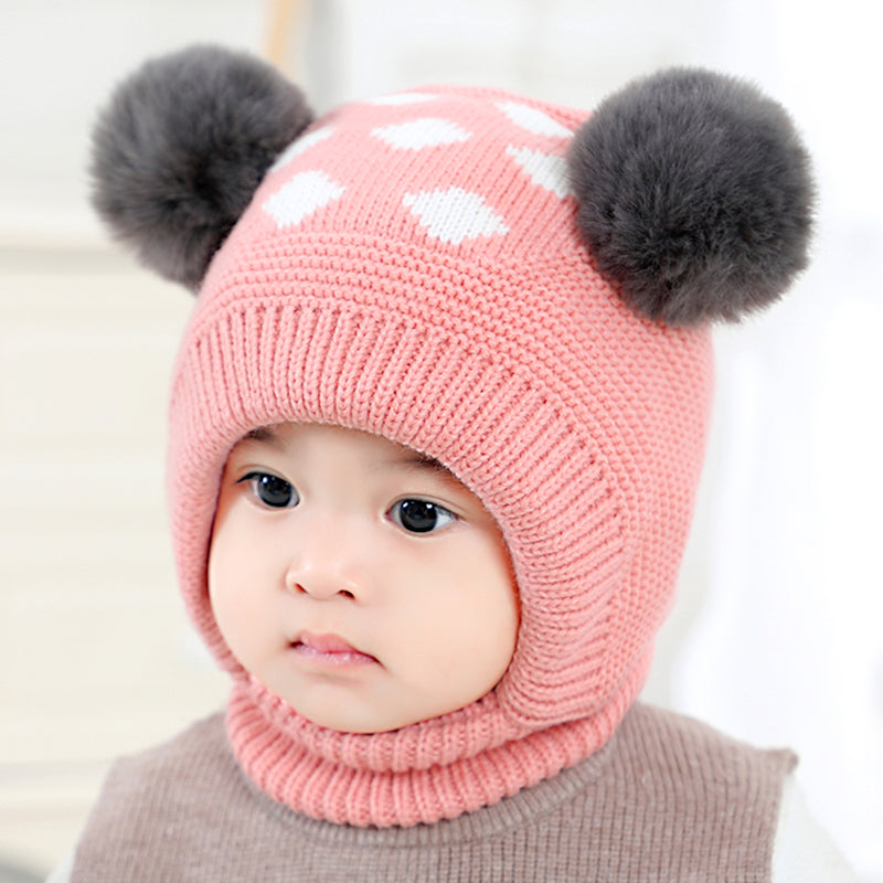 Winter Warm Ear Protection One-piece Knitted Hat For Baby