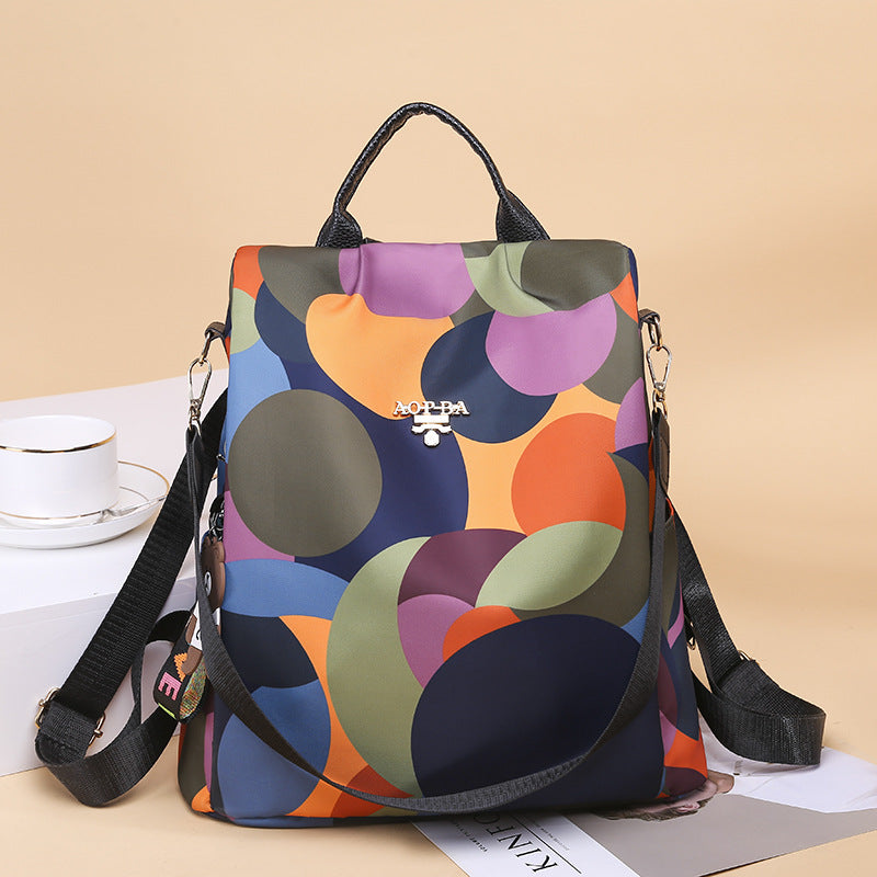 Women Waterproof Printed Nylon Anti-theft Backpack