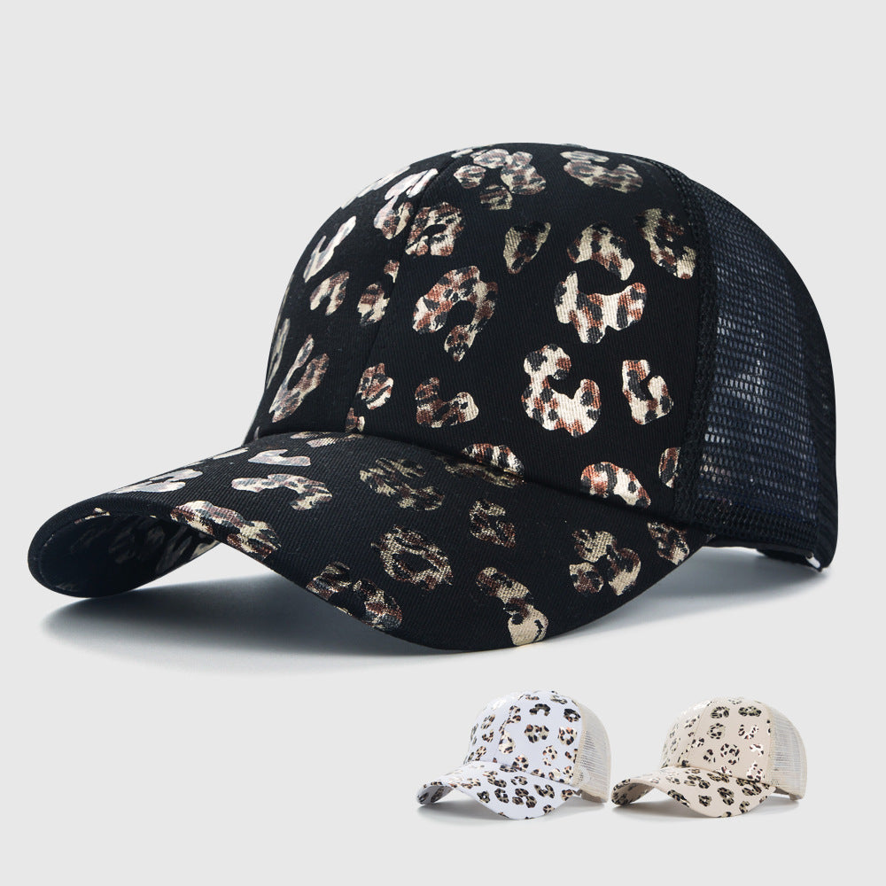 Leopard Print Ponytail Baseball Cap