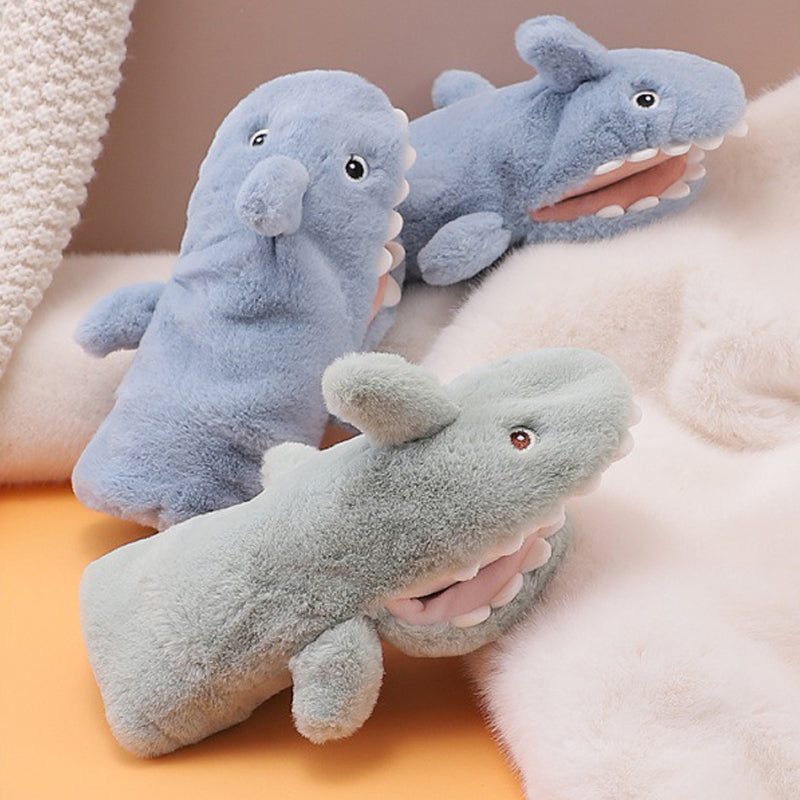 Faux Rabbit Fur Cute Cartoon Shark Warm Mittens