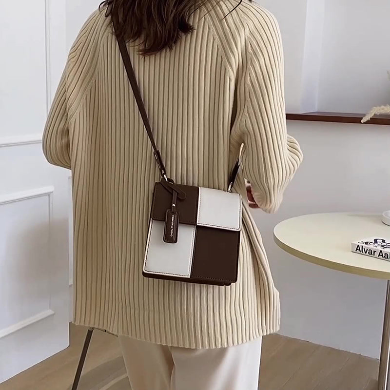 Fashion Cross-Contrast Color Handbag Shoulder Bag