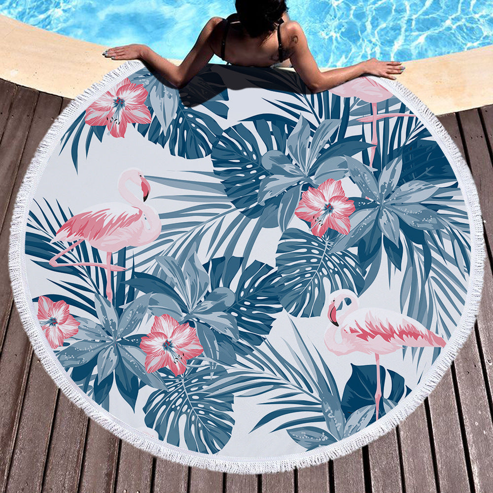 60 inch Diameter Printed Tassel Beach Towel Mat for Home and Outdoor