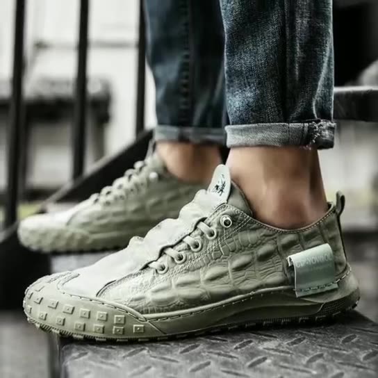 Spring Fashion Crocodile Pattern Men Shoes Breathable Sneakers