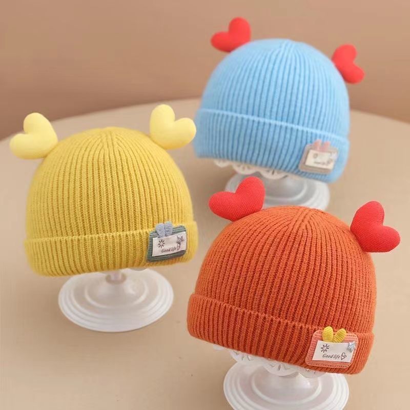 Winter Cotton Cute Heart-Shaped Knitted Hat For Baby