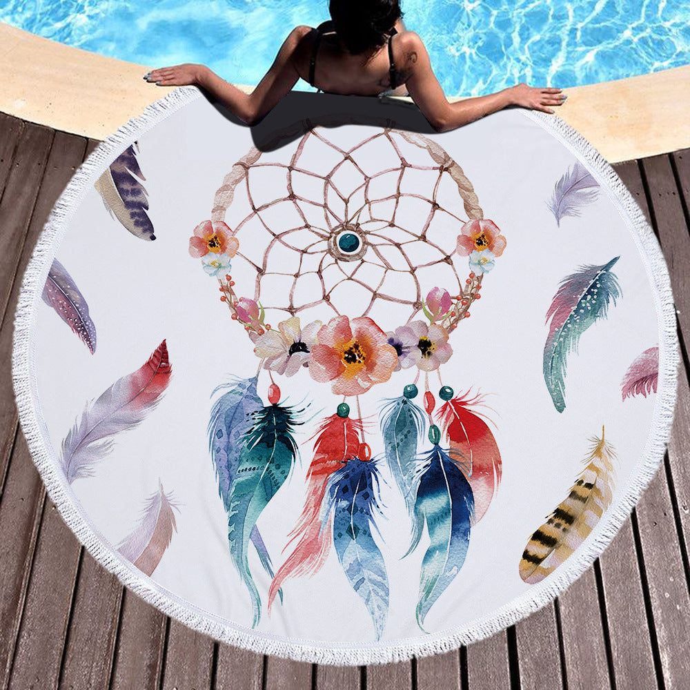 60 inch Diameter Beach Towel Yoga Mat for Home and Travel