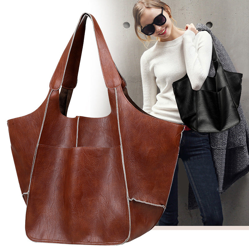 PU Soft Tote Shoulder Bag For Students and Women