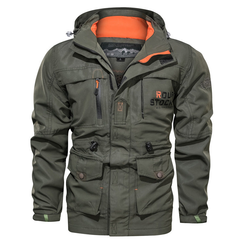 Men Windproof And Rainproof Multi-Pocket Jacket For Outdoor