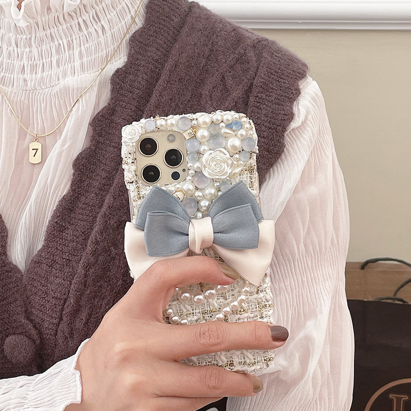 Handmade pearl bow phone case for iPhone12&13
