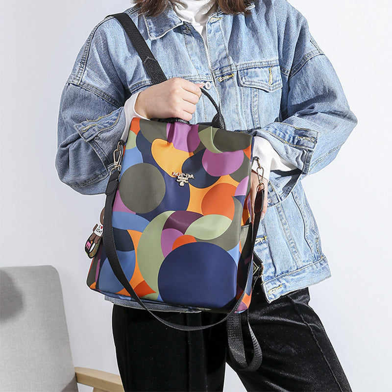Women Waterproof Printed Nylon Anti-theft Backpack