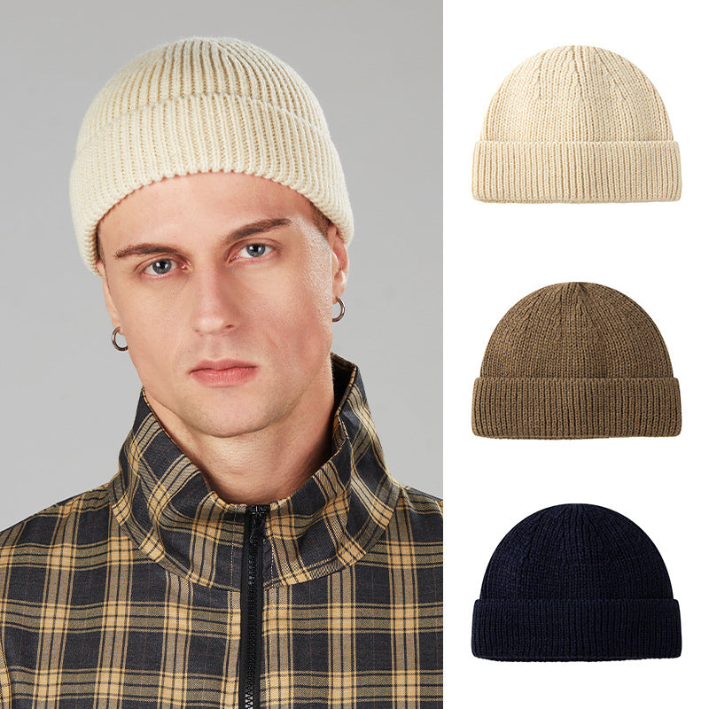 Spring Fashion Short Melon Leather Hat Warm Pure Color Knitted Hat