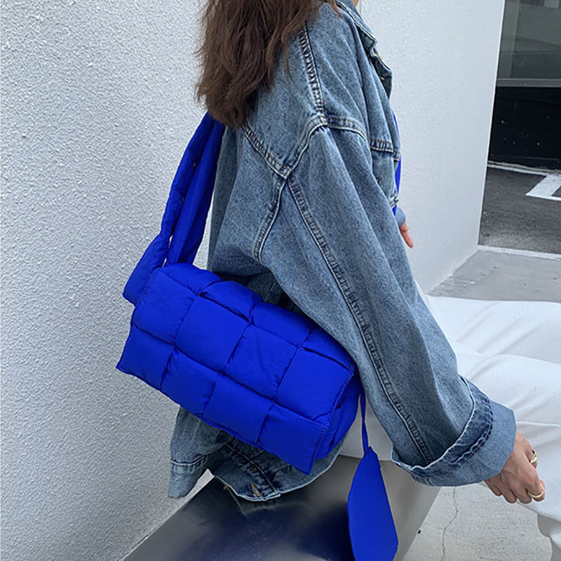 Fashion Woven Checkered Shoulder Crossbody Bag