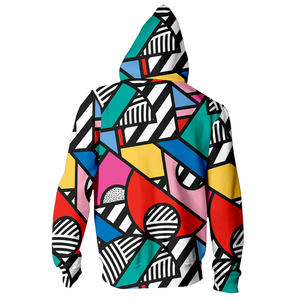 Spring Pop Print Zipper Hoodie Couple Outfit