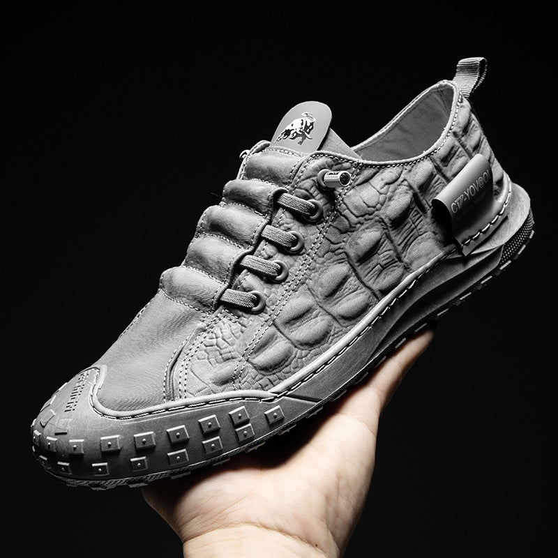 Spring Fashion Crocodile Pattern Men Shoes Breathable Sneakers