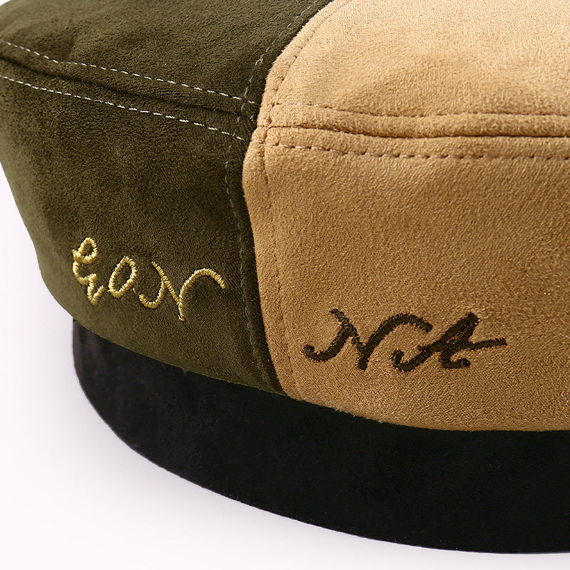 Fashion All-Match Two-Color Stitching Beret