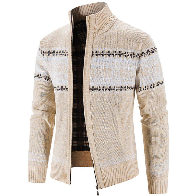 Winter Loose Print Zipped Cardigan Jacket