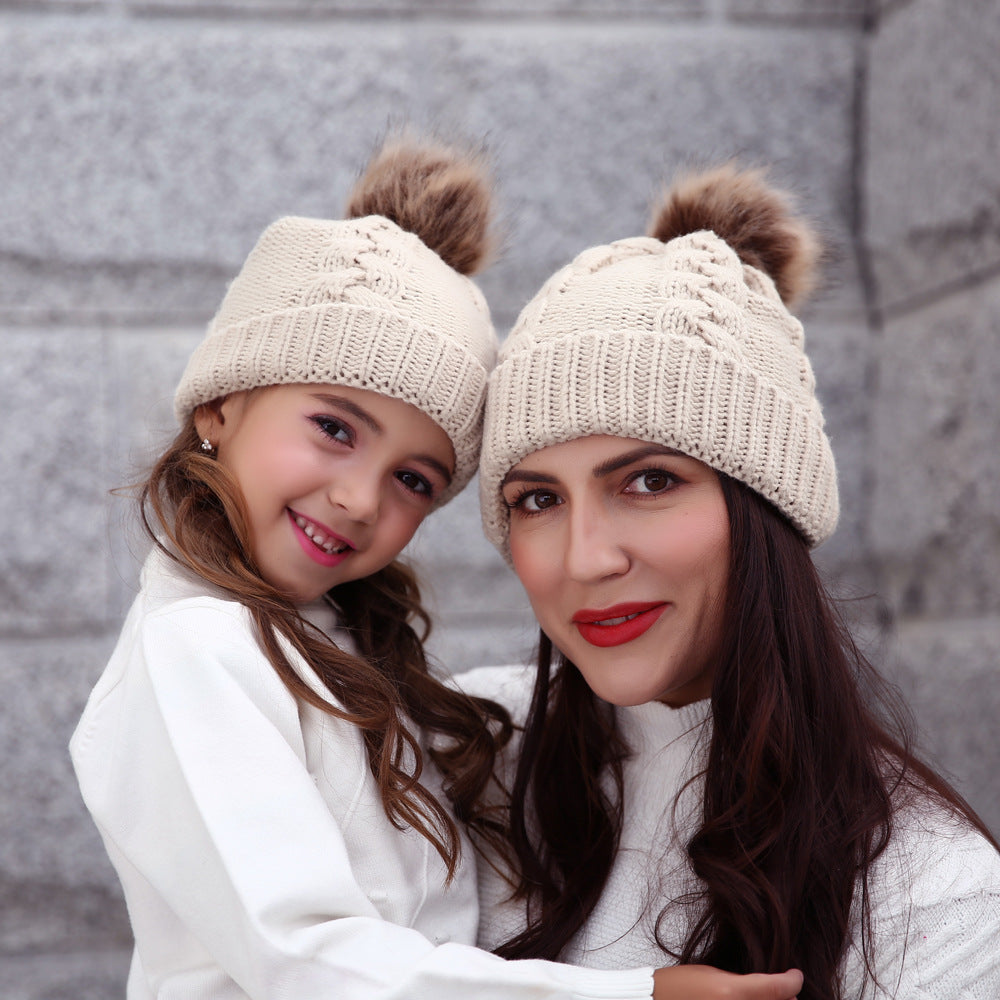2PCS Winter Fashion Parent-child Knit Hat