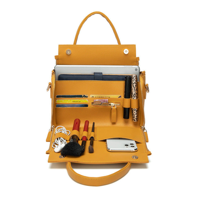 Women Solid Cosmetic Handbag Capacity Bag Multifunction Crossbody Bag