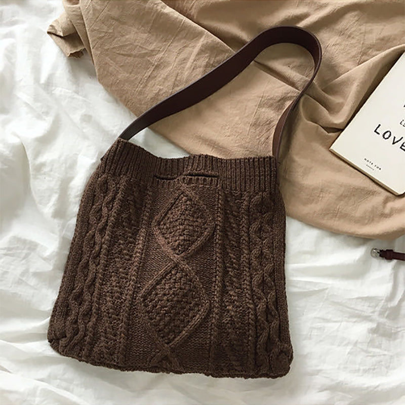 Vintage Jacquard Knitted Wool Shoulder Bag