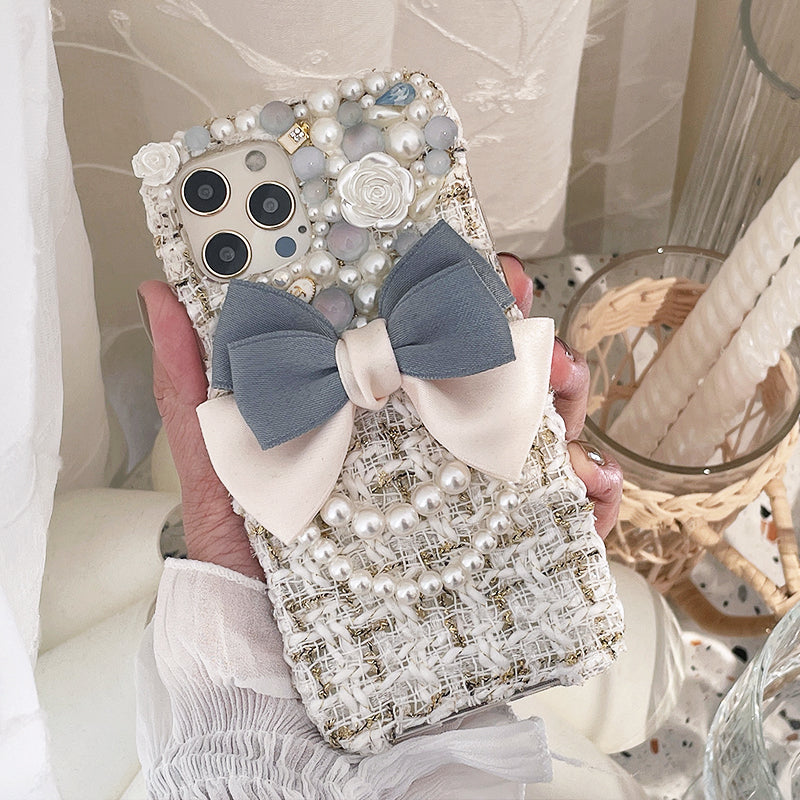 Handmade pearl bow phone case for iPhone12&13