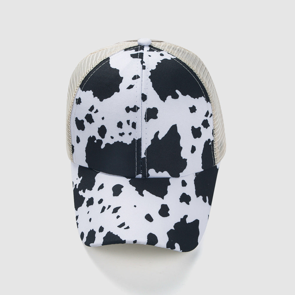 Cow Stripes Cross Ponytail Baseball Cap