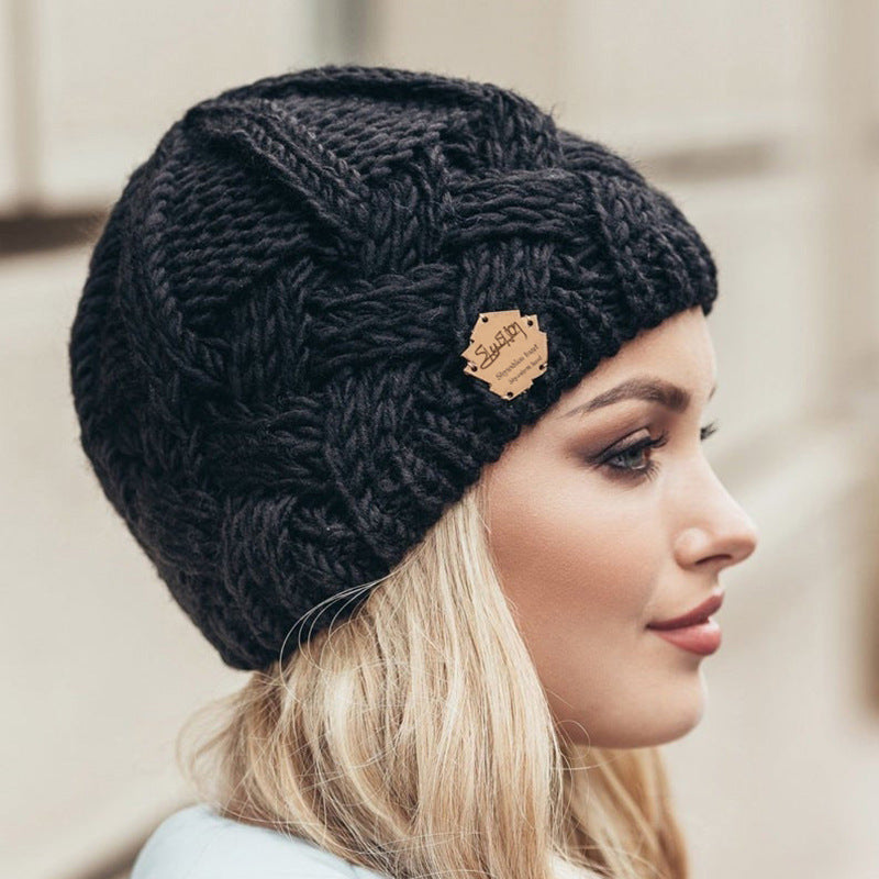 Fashion  Coarse Needle Wool Knitted Warm Hat