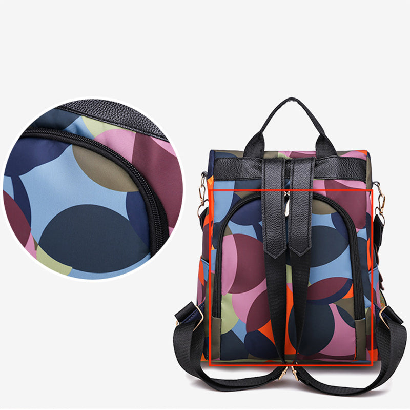 Women Waterproof Printed Nylon Anti-theft Backpack