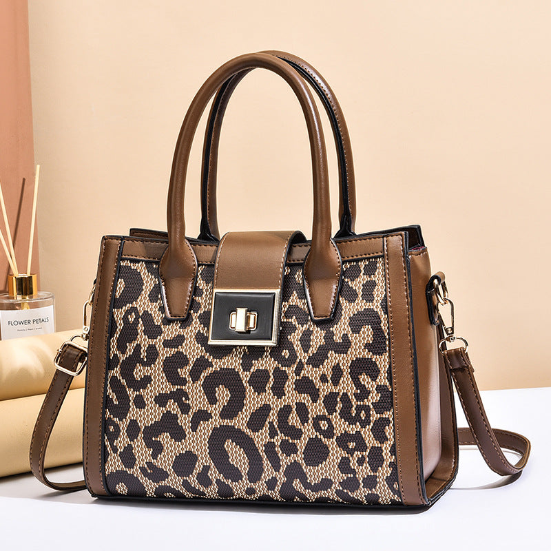Leopard Retro Handbag Shoulder Square Bag Multi-pockets For Commute and Daily