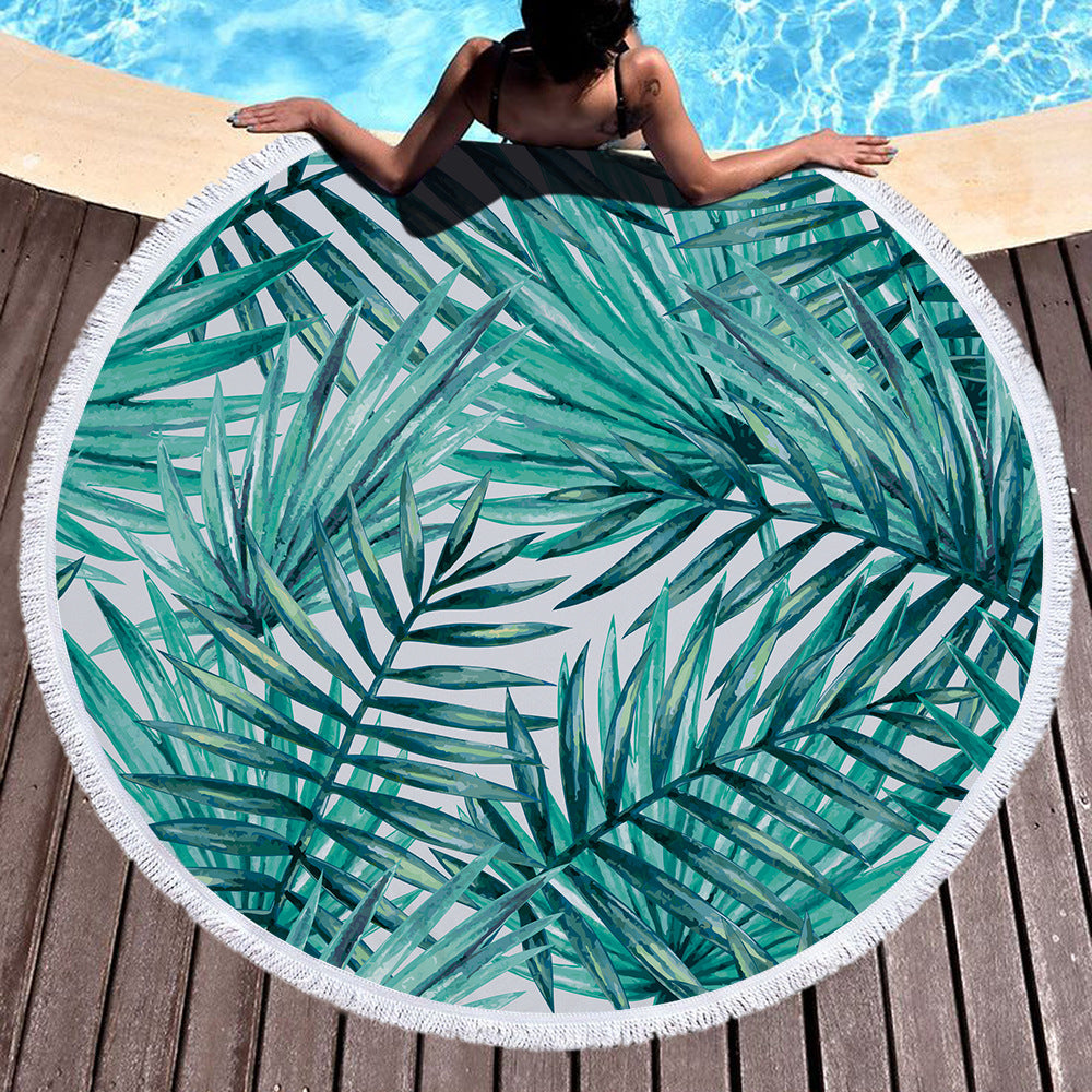 60 inch Diameter Printed Tassel Beach Towel Mat for Home and Outdoor