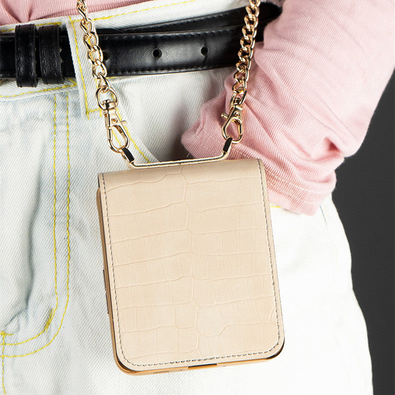 Corium Leather Makeup Diagonal Backpack Phone Case for Samsung Galaxy