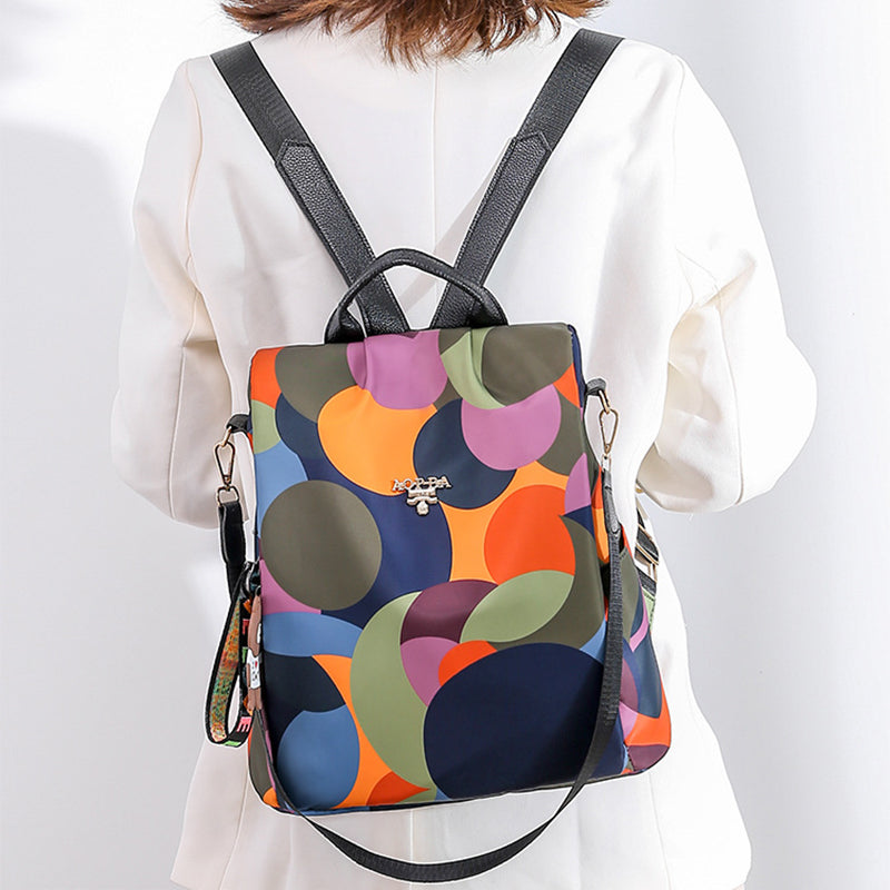 Women Waterproof Printed Nylon Anti-theft Backpack