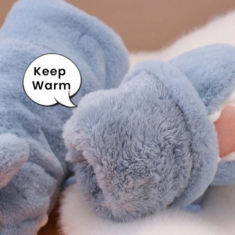 Faux Rabbit Fur Cute Cartoon Shark Warm Mittens