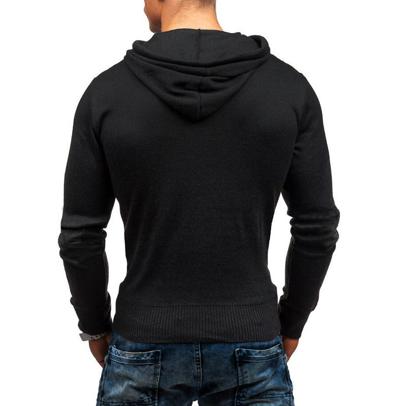 Men's Double Shoulder Deerskin Velvet Stitching Hooded Sweatshirt
