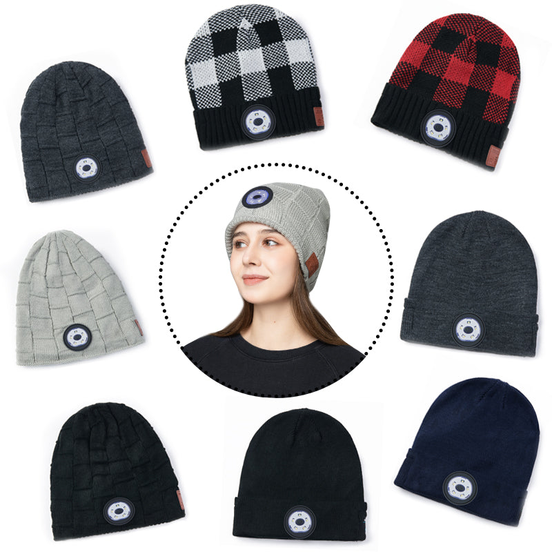 LED Lamp Knitted Hat Bluetooth 5.0 Wireless Headset Hat